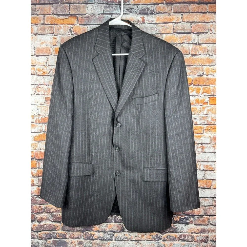 Michael Kors Marshall Fields Black Striped 3-Button Sports Suit Jacket 41 Reg